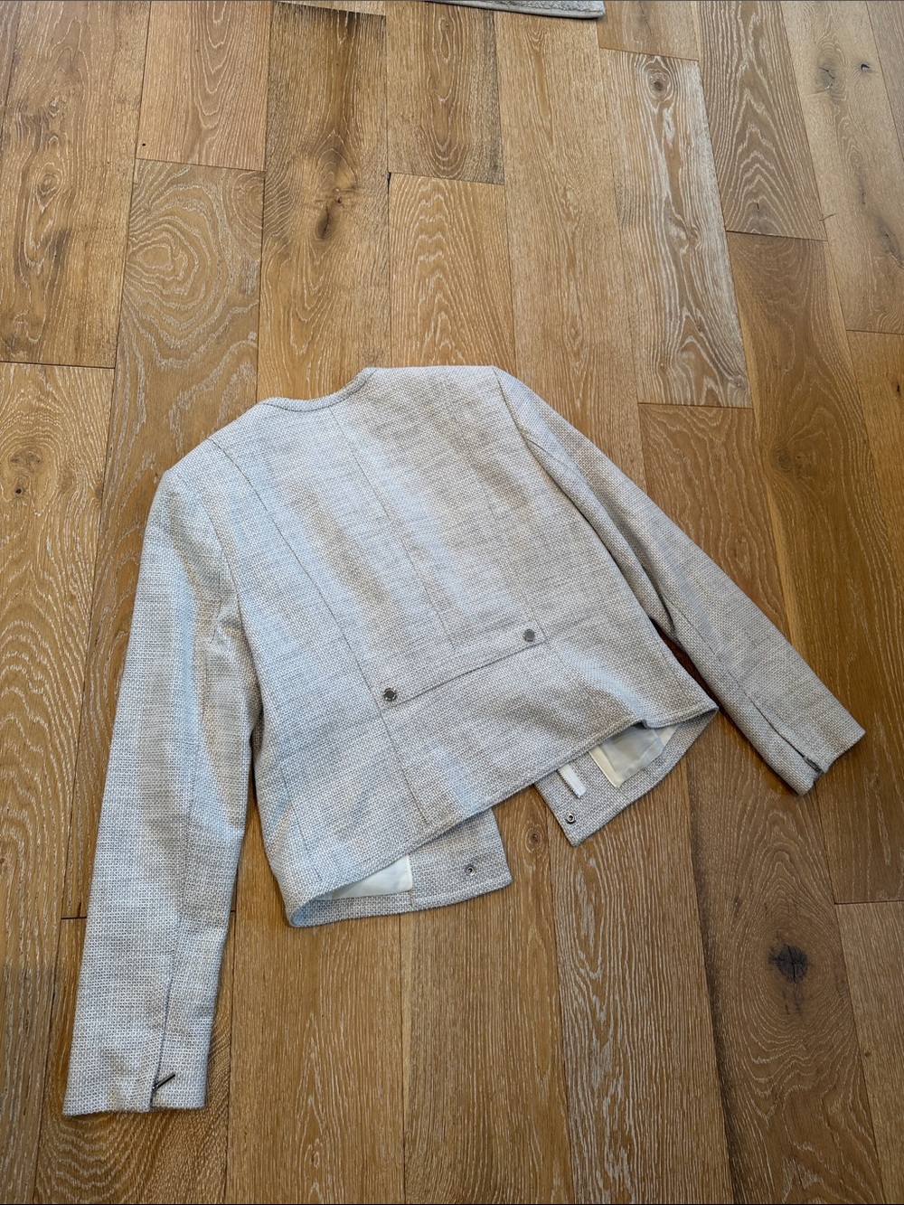 White House Black Market Textured Tweed Snap Front Moto Jacket Size 10 - Picture 9 of 11